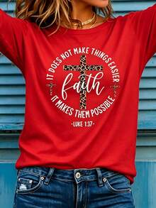 Women I Sought Lord Religious Long Sleeve Tee, Bold Inspirational Verse Print Soft Breathable Casual Faith Top Ideal Christian Gift Daily Wear - 紅色3 - 查看 2