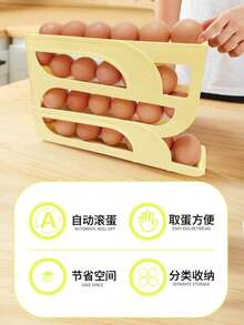 1 hộp đựng trứng trượt 4 tầng - Hộp lăn trứng tự động, hộp đựng bằng nhựa có thể rửa được, hộp xếp chồng tiện dụng cho tủ lạnh và mặt bàn, giá đựng trứng tiết kiệm không gian. - A - Xem 2