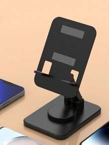 1 pieza Soporte de teléfono de ABS negro, soporte para tableta, soporte de escritorio para teléfono plegable y ajustable de 360° - Negro - Ver 4