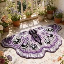 1 pieza Alfombra de área con mariposa púrpura, alfombra espesada, alfombra decorativa, decoración de dormitorio, alfombra pequeña, alfombra, decoración del hogar, alfombra de sala de estar, alfombra pequeña de sala de estar, alfombra de dormitorio, decoración del hogar de sala de estar, alfombra de exterior, alfombra lavable, regalo de graduación - Multicolor - Ver 2