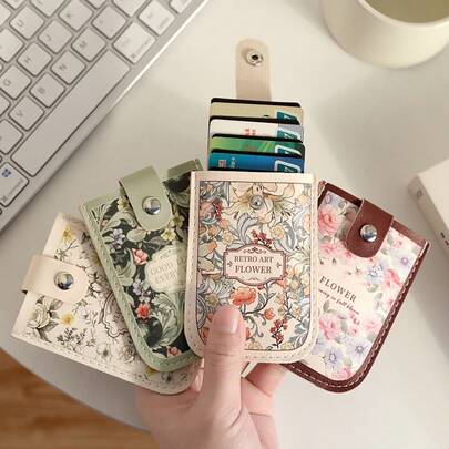 1 chiếc ví đựng thẻ kiểu Pháp cổ điển, thiết kế độc đáo, ví đựng thẻ phong cách tranh sơn dầu retro, thiết kế in hoa nhiều màu sắc, nhiều ngăn đựng thẻ chống từ hóa, ví đựng thẻ in hoa, nhiều ngăn đựng thẻ ngân hàng và thẻ ID chống từ hóa, ví đựng thẻ sang trọng thiết kế độc đáo, ví đựng thẻ ngân hàng và thẻ ID bằng da cao cấp, quà tặng cho bạn gái/bạn thân.
