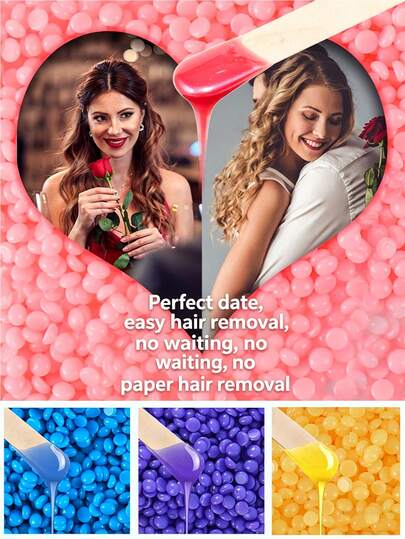 Hạt sáp tẩy lông, sáp mật ong tẩy lông, sáp cứng dịu nhẹ và không gây kích ứng. Đây là công cụ tuyệt vời để loại bỏ lông mặt, lông vùng kín, lông môi, lông chân và râu lưa thưa. Miếng dán tẩy lông.