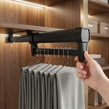 1个伸缩式衣架，碳钢铝合金材质，带阻尼滑轨，适用于裤子、T恤、连衣裙等衣物收纳。 - A - 查看 2