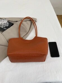 Large Capacity Handbag For Women, New Fashionable Versatile Commuter Shoulder Tote Bag - Brown - View 3