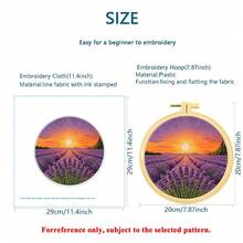 European Style Landscape Hand Embroidery DIY Kit, Starry Sky & Lavender Embroidery Decor, Hanging Wall Art, Handmade Gift For Friends, Beginner Embroidery Tool Set - Multicolor - View 3