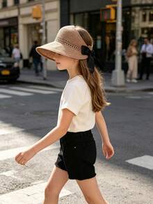 1pc Children's Spring/Summer Travel Vacation Sun Hat, Also Suitable For Daily Sun Protection - Multicolor - View 3