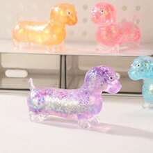 Colorful Glitter Filled Dachshund Dog Squishy Fidget Toy, Soft Squeeze Stress & Anxiety Relief Sensory Toy, Ideal Easter Basket Stuffer & Birthday Gift For Kids & Adults - Random Color - 狗橙 - 查看 4