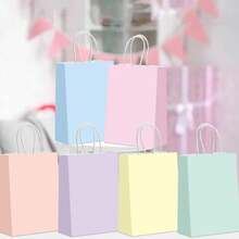 12/18/24/30 piezas Bolsas de regalo de fiesta de cumpleaños con macarons de colores, 6 series pastel con asas, material de papel, tamaño 22*16*8cm, adecuado para fiestas de cumpleaños, bodas, compras minoristas, envoltura de regalos y decoración, eventos empresariales, vacaciones - View 2