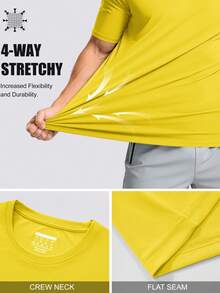 Cavva Men's UPF 50+ Sun Protection Short Sleeve T-Shirt Quick Dry Breathable Rash Vest Tee For Outdoor - Amarillo - Ver 6