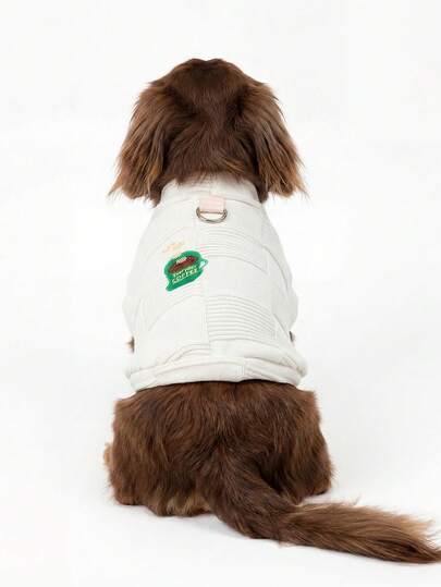 PETCIRCLE 1 bộ quần áo cho thú cưng, trang phục ngoài trời và trong nhà, kiểu Châu Âu và Hàn Quốc dành cho chó Poodle, Teddy, chó nhỏ và chó con, áo len cổ tròn thoải mái, màu trắng và cà phê.