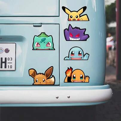  6 kiểu sticker anime Pokemon dễ thương, sticker dán xe hình Eevee Kawaii dễ thương, đồ trang trí sáng tạo, quà tặng sinh nhật vui nhộn