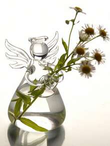 1pc Bohemian Style Angel Design Glass Vase, Modern Glass Vase Suitable For Fresh Or Artificial Flowers - Cylindrical Round Vase, Smooth Sides, Minimalist Wedding Centerpiece Decor, Coffee Table & Dining Table Decor - Decorative Glass Flower Pot, Transparent Hanging Planter, Wedding Party Home Decor Pedestal Vase - A - View 11