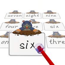 hoojojo 10/20/40pcs Reusable Double-Sided Wipe Clean Cards Set, Groundhog Themed Drawing Practice Cards, Memory Learning Supplies Stationery, Housewarming Party Gift, Back To School - Multicolor - View 6