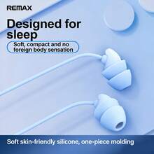 REMAX RM-619 柔软硅胶隔音睡眠耳机，有线耳机，带音乐和电话控制，双重隔音，柔软舒适，零压力佩戴，纤薄隐形，高清音质，兼容苹果耳机 - 查看 3