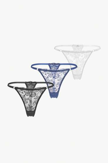 Bisouelle Women's Fantasy Elegant Lace Thong Panties Set Contrast Trim Multicolor Underwear For Her
