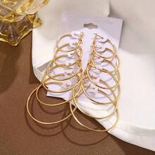 Set de 12 piezas de aretes vintage elegantes y minimalistas de gran tamaño, adecuados para vacaciones, fiestas y uso diario de las mujeres, regalo - Multicolor - Ver 5