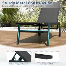 GOFLAME Adjustable Outdoor Chaise Lounge With Wheels, 6-Level Reclining Sun Lounger, Comfortable Patio Chair For Pool & Deck - B - View 5