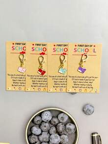 4/8pcs Colorful Book Shaped Lucky Keychain With Blessing Card, Cute Student Backpack Pendant, Back To School/First Day Of School Gift For Classmates, Teachers, Friends - Multicolor - View 5