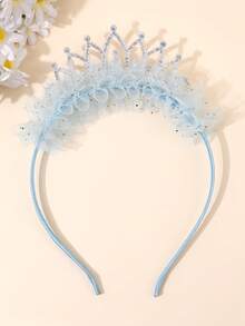 1 pezzo Fascia per capelli a forma di corona per compleanno, copricapo costume per festa di compleanno, accessorio per festa decorato con strass, cerchietto per foto (blu) - Corona Blu - Visualizzare 5