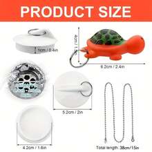 1个卡通排水塞，水槽塞，浴缸水槽塞，配有15英寸不锈钢珠链，可爱优质浴室塞，适用于厨房、浴室、浴缸和洗衣池 - 彩色 - 查看 4