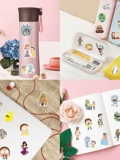 Warner Bros 50PCS Rick And Morty Vinyl Stickers Waterproof Stickers Laptop Skateboard Toy Stickers Cell Phone Skateboard Helmet Photo Frame Water Cup Guitar Decoration Birthday Gift DIY Decorations Mother's Day Gift For Mom And Dad Friends Party Birthday Gift Fashion Jewelry Friends Birthday Gift