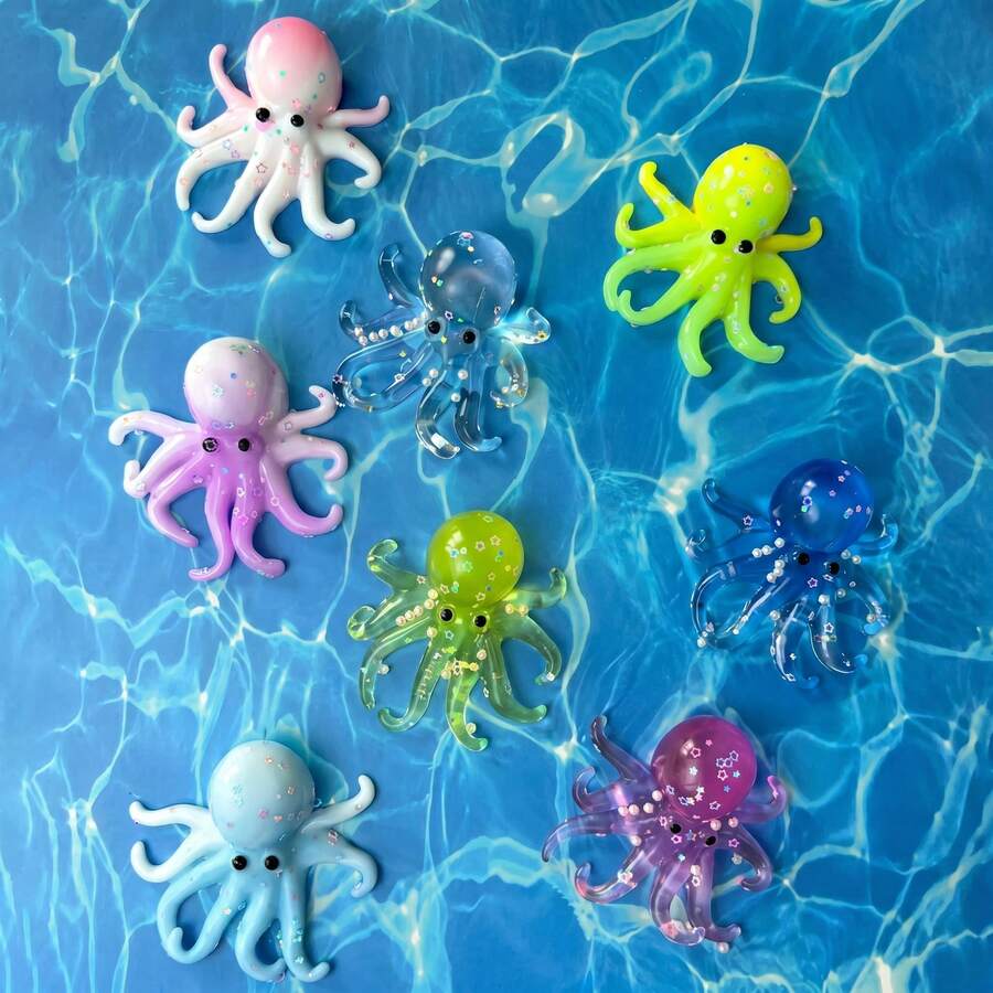 1pc Transparent Cute Colorful Octopus Slow Rebound Stress Relieving Toy: Cute Colorful Octopus Slow Rebound Stress Relieving Toy, A Soft Slow Rise Stress Relieving Toy Suitable For Teenagers And Adults, Perfect For Tabletop Play And Anxiety Relief. - Multicolor - View 1