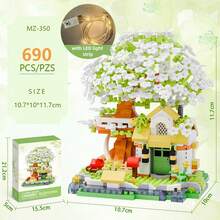4-Season Cherry Blossom Tree Building Block Set, High-Quality ABS Material, Desktop Art Decor, Warm Home Accents, Mini Brick Blocks, Educational Toy For Children, Suitable For Mother's Day, Valentine's Day And Other Holidays Gift - Cherry Blossom Tree House - View 2