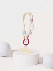 1 pieza Cordón de unicolor con perla falsa, Correa tejida para muñeca, Accesorio de colgante para funda de teléfono, Accesorio de pulsera - Multicolor - Ver 10
