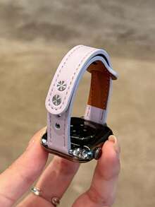 1pc Women's Narrow Leather Watch Band, Soft & Lightweight, Compatible With Apple Watch Series 11/10/9/8/7/6/5/4/3/2/1 SE Ultra, Fits 38mm, 40mm, 41mm, 42mm, 44mm, 45mm, 46mm, 49mm Dial, Multiple Colors Available, Made Of Premium Supple Fiber, Comfortable And Adorable. - Mauve Purple - View 6