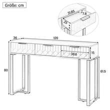Modern Console Table With Drawers, Gold Frame, Adjustable Feet And Elegant Handles (White + Black) - White+Black - View 9