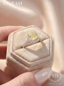 1 pièce Bague en béryl élégante, bijou en argent sterling 925 pour femmes, bague de mariage en cristal candy gracieuse, bijoux de qualité, cadeau d'anniversaire, accessoire de mariée, décoration de boule - Style 1 - Voir 5