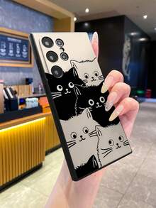 1个高级奢华时尚五猫图案手机壳，兼容安卓智能手机，例如S26 Ultra/S25 Ultra/S24 Ultra/S23 Ultra/S22 Ultra、A57/A37/A56/A55/A54/A53、12/13C/Note 13、A16/A17/A3X、荣耀系列等。防指纹、防震、防摔硅胶软壳。[国际版，非国内版] - 黑色 - 查看 5