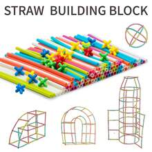Children's Morandi Color Straw Building Blocks Toys, DIY Assembling Constructive 4D Spatial Thinking Magic Sticks, Suitable For Kindergarten - 彩色 - 查看 2