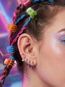 16G Joyería de perforación de ceja estilo punk de acero inoxidable 316L, barra curva, pequeño aro de ceja, aros de septum, aros de nariz, joyería de labio vertical, rook de oreja, helix, concha y daith para mujeres y hombres - Plateado - Ver 3
