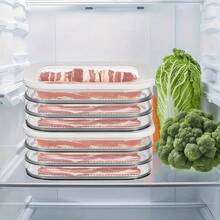 1-4層可堆疊冰箱肉類收納盒附蓋，多層食物儲存容器，透明塑料收納盒，適用於冷盤肉、午餐肉、培根、起司、餃子、餅乾、零食、水果，冰箱與冷凍庫保鮮盒 - 無色 - 查看 5