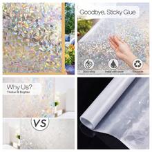 Rainbow Privacy Window Film, Static Cling Insulation Window Tint, Non Adhesive Decorative Window Glass Sticker - 1PC - View 3