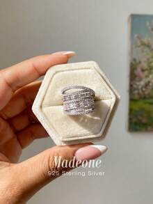 MADEONE 1枚925纯银复古线条缠绕戒指，男女皆宜，适合日常佩戴和派对配饰，高品质珠宝礼品 - 精美多層設計戒指 - 查看 3