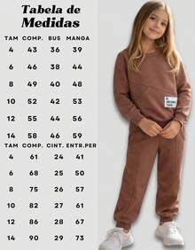 Children's Fleece Set, Warm For Cold Weather, Jacket And Pants, Ribbed Cuffs On Pants And Jacket, Pocket On Jacket And Front Pocket On Jacket - Óxido marrón - Ver 7