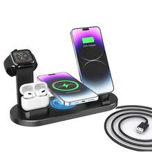 Wireless Charging Station 3 In 1 Standard 15W Fast Charging Dock, Suitable For IPhone 16 15 14 13 12 11 X 8 Pro Max/Pro/Mini/Plus Watch Ultra 10/9/8 7/6/5/4/3/2 SE,Pods 4/3/2/Pro/Pro2 Suitable For Office, Dorm, And Home Wireless Charger Phone Charger - Black and White - View 8
