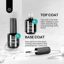 4Pcs 15ML Beetles Base Gel & Top Coat Kit, With 20ML Nail Dehydrator And Primer, Acid-Free & Hema-Free Professional Nail Prep Bond Set, Long Lasting Acrylic Manicure Supplies, Gifts For Women - 4Pcs 15ML Base & Top Coat Set - 查看 3