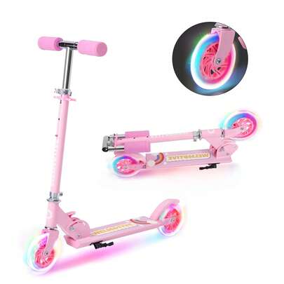 Welmotive Scooter Ages 3-8 – Kick Scooters Boys & Girls Light Up Wheels Portable Lightweight Folding Design With Reducing System And Adjustable Height Handlebars And Up To 110 Lbs