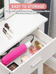 Portable Silicone Heat-Resistant Pad, Straightener, Curling Iron Insulation Pad, Anti Slip And Heat-Resistant Pad, Travel Styling Tool For Travel Dressing Table, Travel Case For Hairdressing Tools - Heat-Resistant Pad, Straightener Pad, And Curling Iron Sleeve - 查看 3