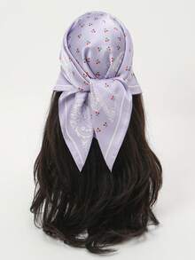 26.77 Inch Silk-Like Printed Square Scarf 68cm, Women's Fashion Breathable Multifunctional Headband Neckerchief Accessory, 1pc,Travel Essential,Holiday - Multicolor - View 3