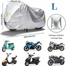 Motorcycle Cover, UV-Resistant And Dust-Proof Heavy-Duty Motorcycle Cover With A Lock Hole-The Ideal Choice For Outdoor Motorcycle/Bicycle Storage. 190T Universal - A - View 3