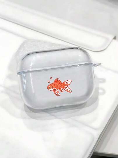1 Pc Transparent Headphone Case Creative Marine Animals Sea Turtles Goldfish Pattern Suitable For AirPods 4/ 1/ 2/ 3/ Pro/ Pro2/ Pro3, A Simple And Stylish Holiday Gift