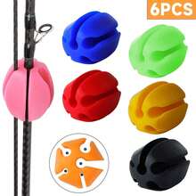 Correas de silicona seguras de 5 orificios para sujetar cañas de pescar - Paquete de 6 clips para cañas para montaje en vehículos, pesca con mosca y organización de cañas - Accesorios de pesca durader - Color aleatorio - Ver 1