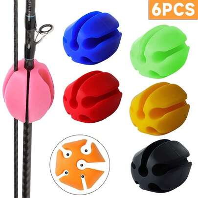 Correas de silicona seguras de 5 orificios para sujetar cañas de pescar - Paquete de 6 clips para cañas para montaje en vehículos, pesca con mosca y organización de cañas - Accesorios de pesca durader