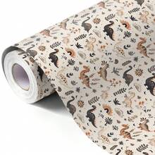 Giấy gói quà hình khủng long hoạt hình, cuộn 10m, 43cm x 10m, định lượng 80gsm, thích hợp làm quà sinh nhật cho trẻ em và trang trí quà tặng thông thường. - Khủng long hoạt hình - 10m - Xem 3