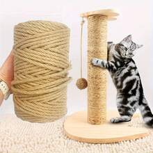 Cuerda de cáñamo natural de 50m, cuerda de cáñamo resistente de 6mm de grosor, adecuada para postes de arañazos para gatos, manualidades DIY, arreglos florales y envoltura de regalos de Navidad - Fibra resistente, adecuada para reemplazo de árboles y protección de muebles, dueños de mascotas - 6*50 cm - Ver 7