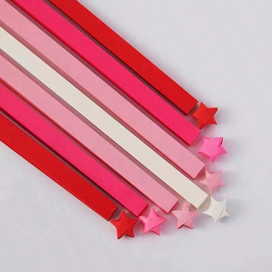 540/1080張星星摺紙條,紅色系列,7色幸運星紙條,母親節禮物,雙面純色,適合初學者的DIY手工藝,裝飾藝術工藝 - 多色 - 查看 1
